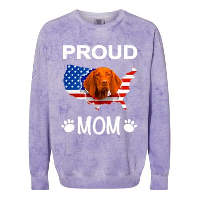 Vizsla Funny Gift Vizsla Dog Vizsla Proud Patriot Mom Cool Gift Colorblast Crewneck Sweatshirt