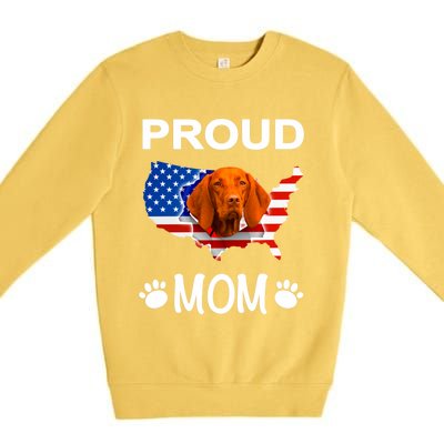 Vizsla Funny Gift Vizsla Dog Vizsla Proud Patriot Mom Cool Gift Premium Crewneck Sweatshirt