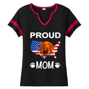 Vizsla Funny Gift Vizsla Dog Vizsla Proud Patriot Mom Cool Gift Ladies Halftime Notch Neck Tee