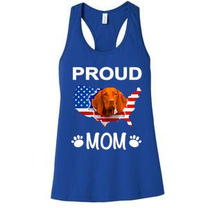 Vizsla Funny Gift Vizsla Dog Vizsla Proud Patriot Mom Cool Gift Women's Racerback Tank