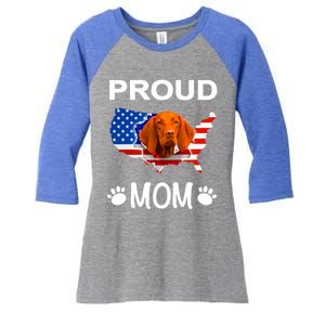 Vizsla Funny Gift Vizsla Dog Vizsla Proud Patriot Mom Cool Gift Women's Tri-Blend 3/4-Sleeve Raglan Shirt