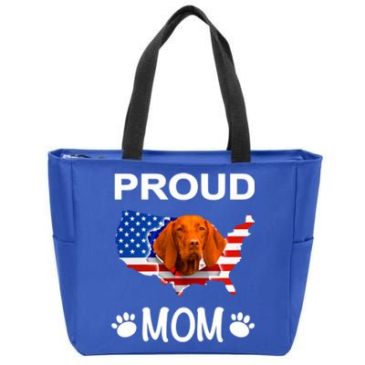 Vizsla Funny Gift Vizsla Dog Vizsla Proud Patriot Mom Cool Gift Zip Tote Bag