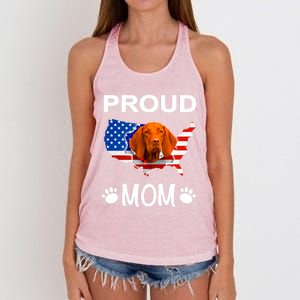 Vizsla Funny Gift Vizsla Dog Vizsla Proud Patriot Mom Cool Gift Women's Knotted Racerback Tank