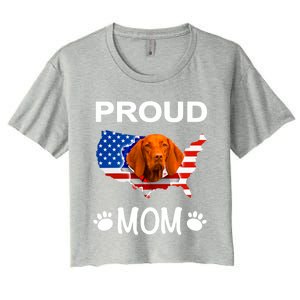 Vizsla Funny Gift Vizsla Dog Vizsla Proud Patriot Mom Cool Gift Women's Crop Top Tee