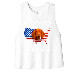 Vizsla Funny Gift Vizsla Dog Vizsla Proud Patriot Mom Cool Gift Women's Racerback Cropped Tank