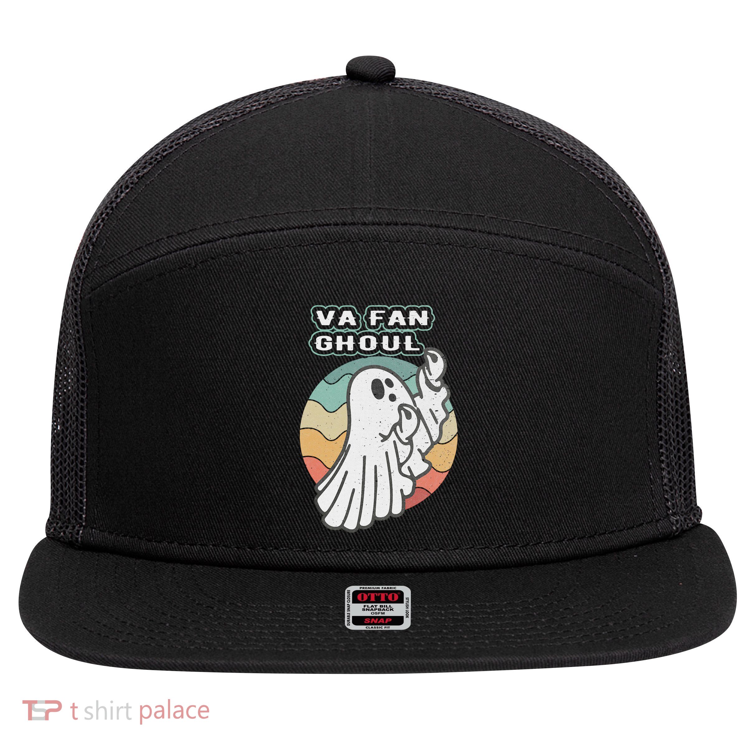 Va Fan Ghoul Funny Ghost Italian Halloween 7 Panel Mesh Trucker Snapback Hat