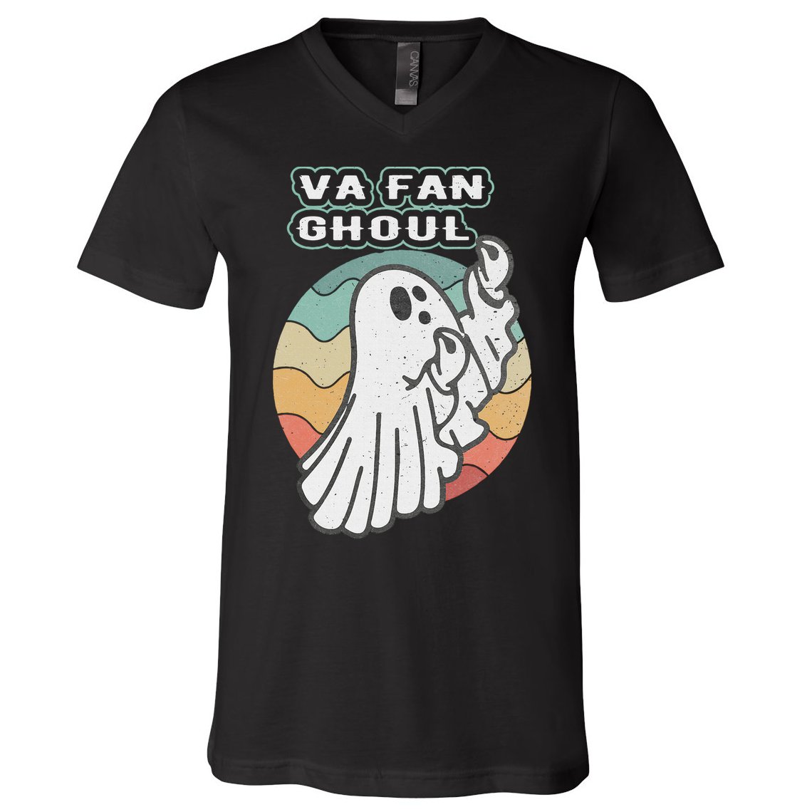 Va Fan Ghoul Funny Ghost Italian Halloween V-Neck T-Shirt