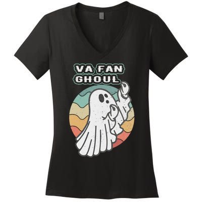 Va Fan Ghoul Funny Ghost Italian Halloween Women's V-Neck T-Shirt