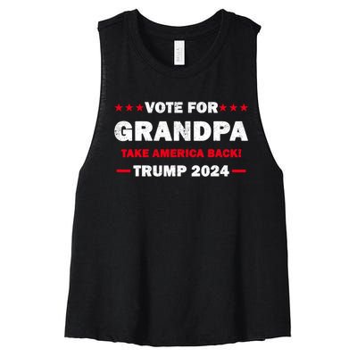 Vote For Grandpa Trump 2024 Take America Back Election Women's Racerback Cropped Tank