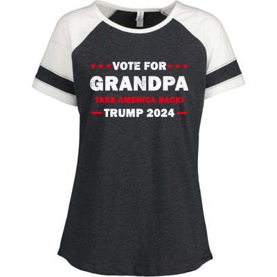 Vote For Grandpa Trump 2024 Take America Back Election Enza Ladies Jersey Colorblock Tee