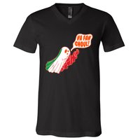 Va Fan Ghoul For Italian Funny Halloween Ghost V-Neck T-Shirt