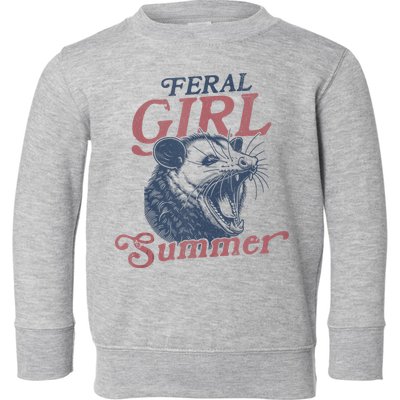 Vintage Feral Girl Summer Opossum Toddler Sweatshirt