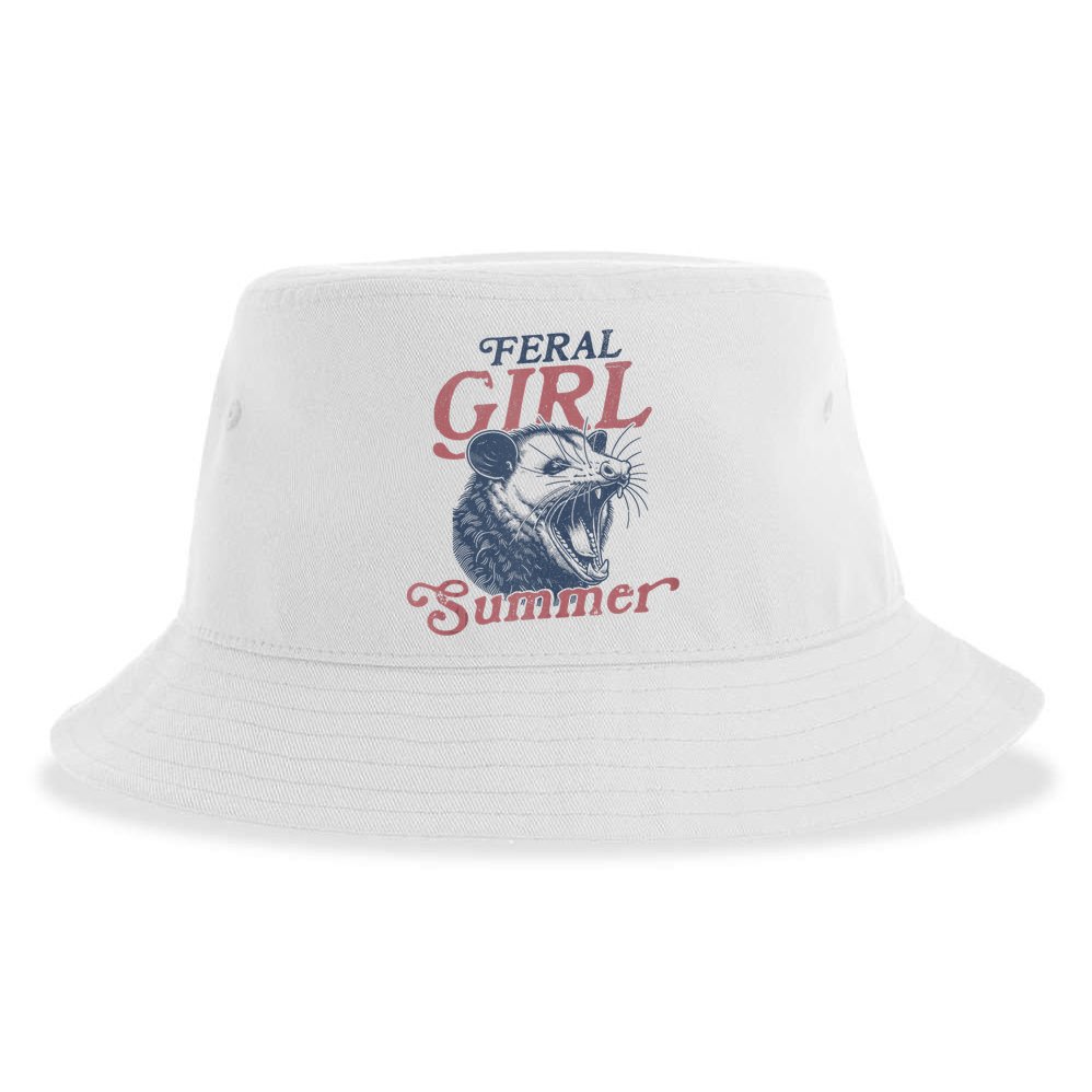 Vintage Feral Girl Summer Opossum Sustainable Bucket Hat