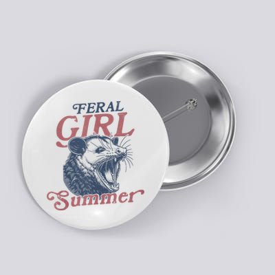 Vintage Feral Girl Summer Opossum Button