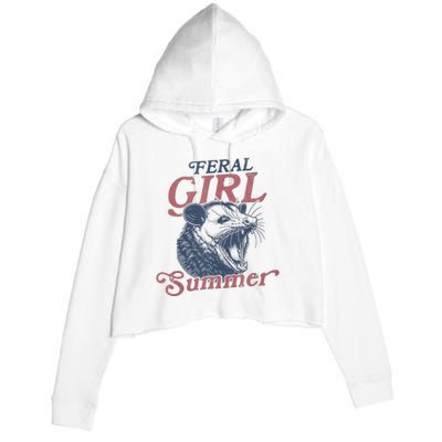 Vintage Feral Girl Summer Opossum Crop Fleece Hoodie