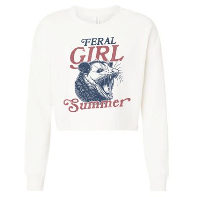 Vintage Feral Girl Summer Opossum Cropped Pullover Crew
