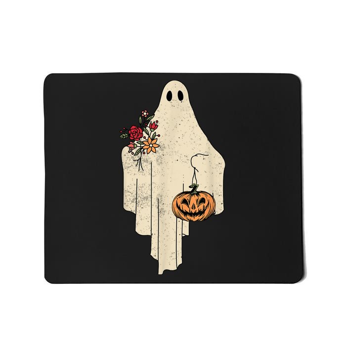 Vintage Floral Ghost Cute Halloween Costume Funny Graphic Mousepad