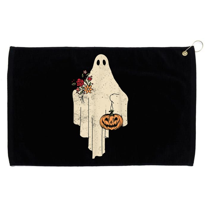 Vintage Floral Ghost Cute Halloween Costume Funny Graphic Grommeted Golf Towel