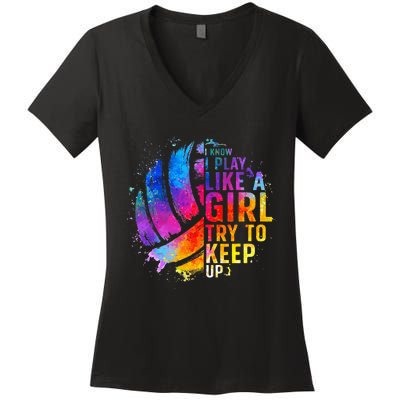 Volleyball For Girls College Volleyball Lovers Women's V-Neck T-Shirt