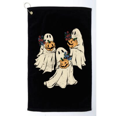 Vintage Floral Ghost Cute Halloween Costume Funny Graphic Platinum Collection Golf Towel