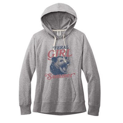 Vintage Feral Girl Summer Opossum Women's Fleece Hoodie