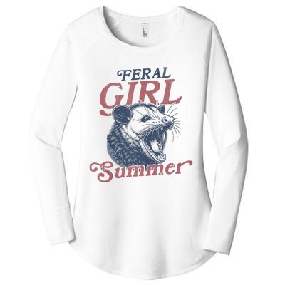 Vintage Feral Girl Summer Opossum Women's Perfect Tri Tunic Long Sleeve Shirt