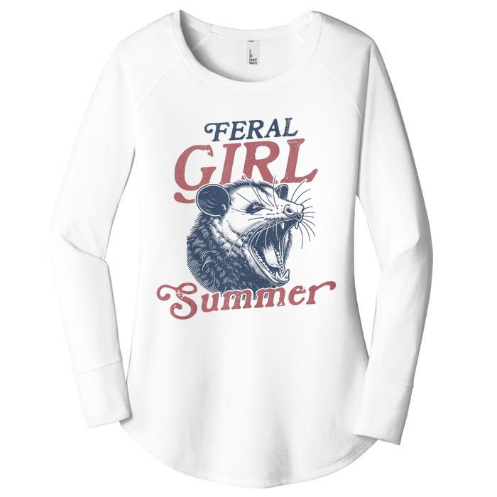 Vintage Feral Girl Summer Opossum Women's Perfect Tri Tunic Long Sleeve Shirt