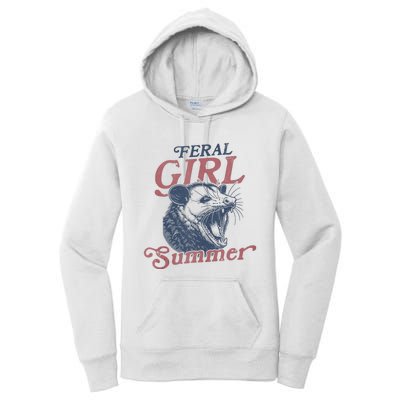 Vintage Feral Girl Summer Opossum Women's Pullover Hoodie