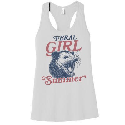 Vintage Feral Girl Summer Opossum Women's Racerback Tank