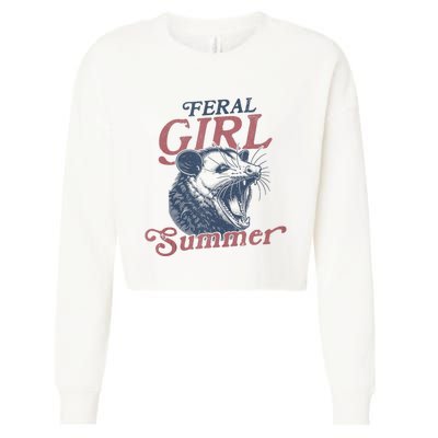 Vintage Feral Girl Summer Opossum Cropped Pullover Crew