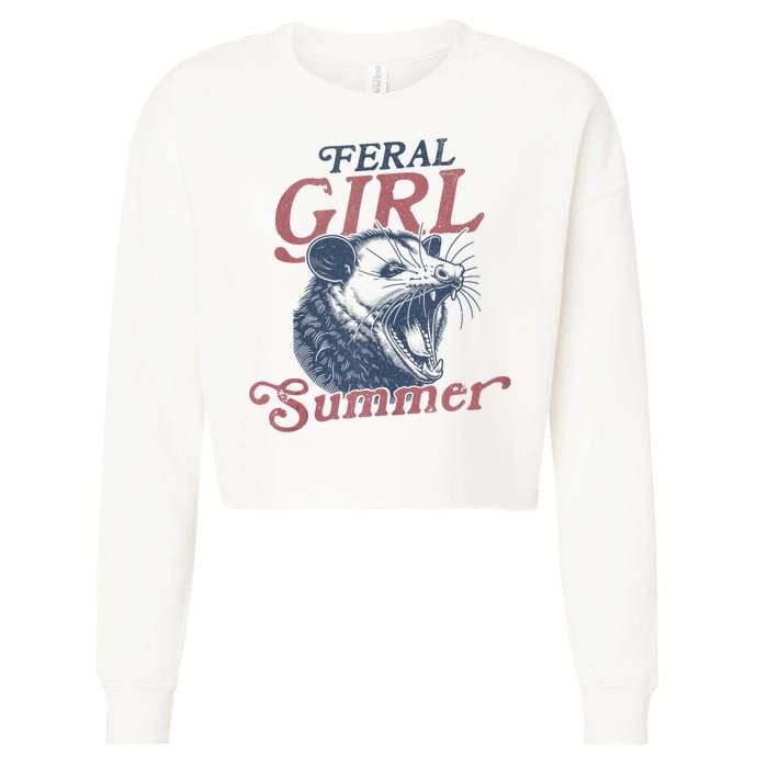 Vintage Feral Girl Summer Opossum Cropped Pullover Crew