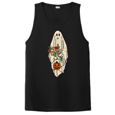 Vintage Floral Ghost Cute Halloween Costume Funny Graphic PosiCharge Competitor Tank