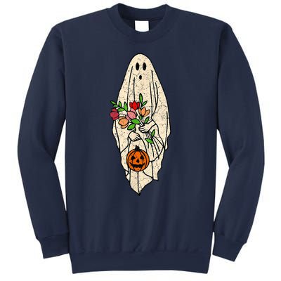 Vintage Floral Ghost Cute Halloween Costume Funny Graphic Sweatshirt