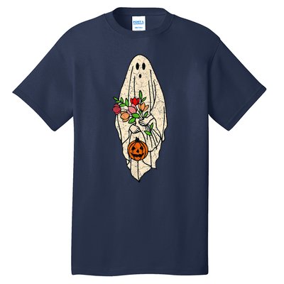 Vintage Floral Ghost Cute Halloween Costume Funny Graphic Tall T-Shirt