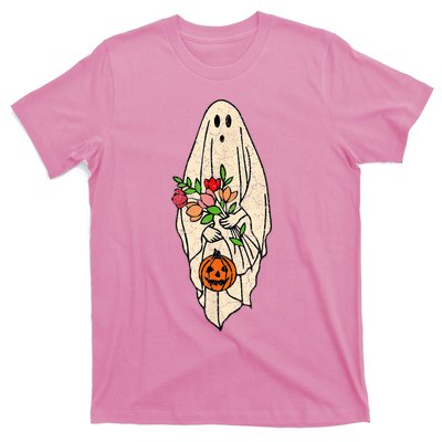 Vintage Floral Ghost Cute Halloween Costume Funny Graphic T-Shirt