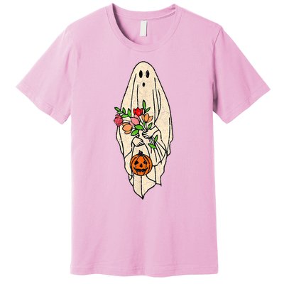 Vintage Floral Ghost Cute Halloween Costume Funny Graphic Premium T-Shirt