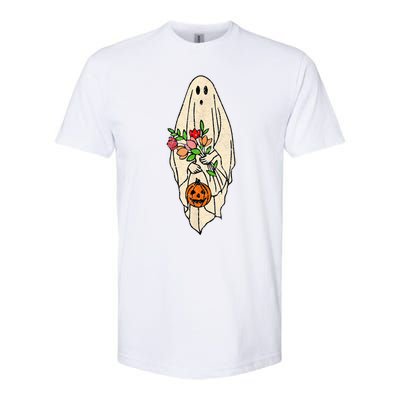 Vintage Floral Ghost Cute Halloween Costume Funny Graphic Softstyle CVC T-Shirt