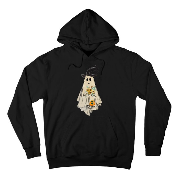 Vintage Floral Ghost Pumpkin Funny Graphic Halloween Gifts Hoodie