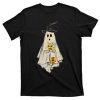 Vintage Floral Ghost Pumpkin Funny Graphic Halloween Gifts T-Shirt