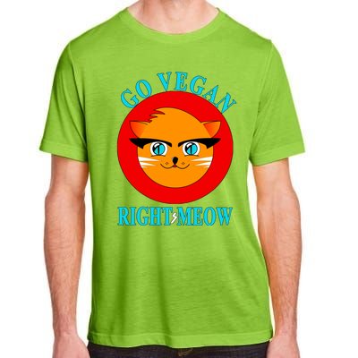 Vegan Funny Gift Cat Lover Go Vegan Right Meow Gift Adult ChromaSoft Performance T-Shirt