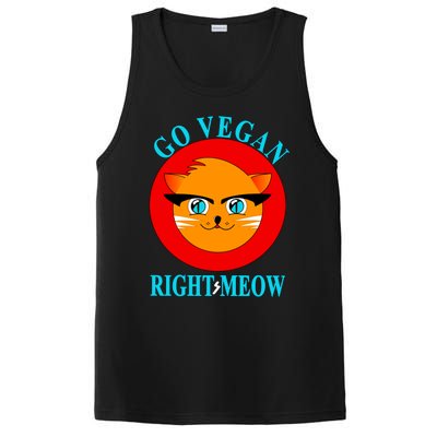 Vegan Funny Gift Cat Lover Go Vegan Right Meow Gift PosiCharge Competitor Tank