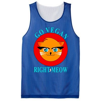 Vegan Funny Gift Cat Lover Go Vegan Right Meow Gift Mesh Reversible Basketball Jersey Tank