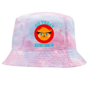 Vegan Funny Gift Cat Lover Go Vegan Right Meow Gift Tie-Dyed Bucket Hat