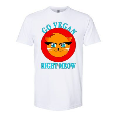 Vegan Funny Gift Cat Lover Go Vegan Right Meow Gift Softstyle CVC T-Shirt