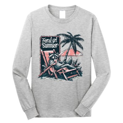 Vintage Feral Girl Summer Funny Design Long Sleeve Shirt