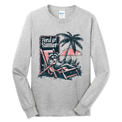 Vintage Feral Girl Summer Funny Design Tall Long Sleeve T-Shirt