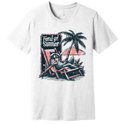 Vintage Feral Girl Summer Funny Design Premium T-Shirt