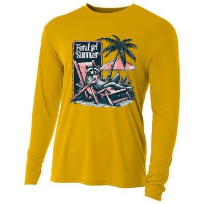 Vintage Feral Girl Summer Funny Design Cooling Performance Long Sleeve Crew