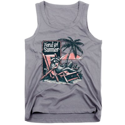 Vintage Feral Girl Summer Funny Design Tank Top