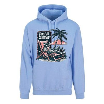 Vintage Feral Girl Summer Funny Design Unisex Surf Hoodie